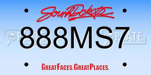 888MS7 South Dakota License Plate
