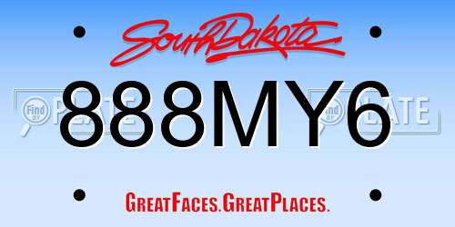 888MY6 South Dakota License Plate