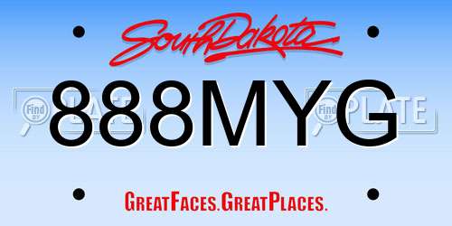 888MYG South Dakota License Plate