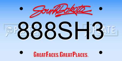 888SH3 South Dakota License Plate