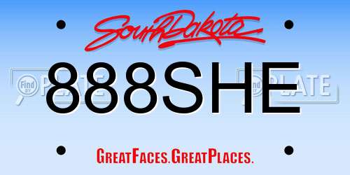 888SHE South Dakota License Plate