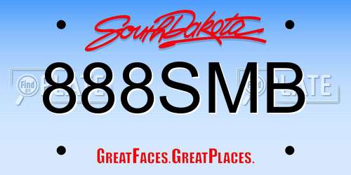 888SMB South Dakota License Plate