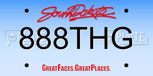 888THG South Dakota License Plate