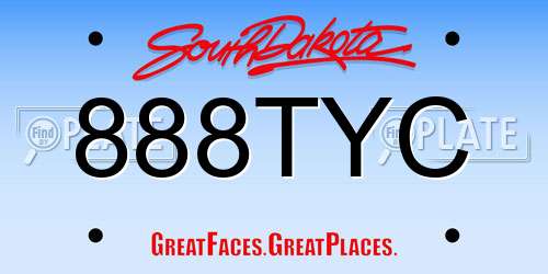 888TYC South Dakota License Plate