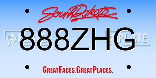 888ZHG South Dakota License Plate