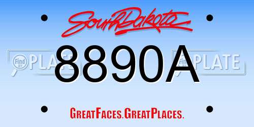 8890A South Dakota License Plate
