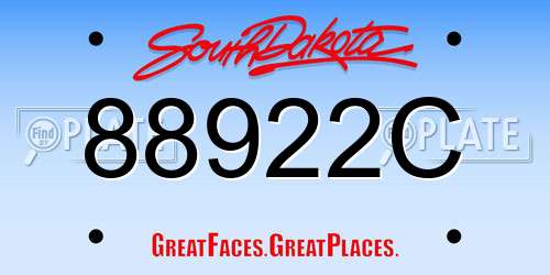 88922C South Dakota License Plate