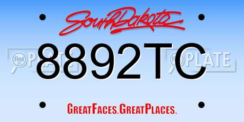 8892TC South Dakota License Plate