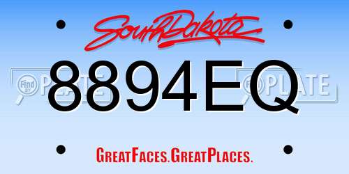 8894EQ South Dakota License Plate