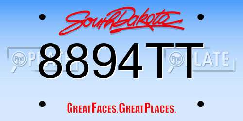 8894TT South Dakota License Plate