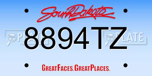 8894TZ South Dakota License Plate