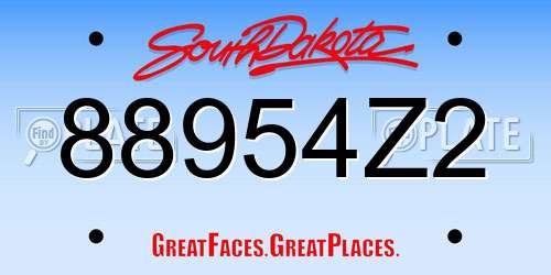 88954Z2 South Dakota License Plate