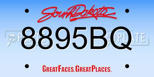 8895BQ South Dakota License Plate