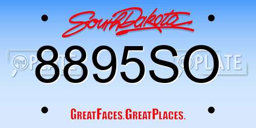8895SO South Dakota License Plate