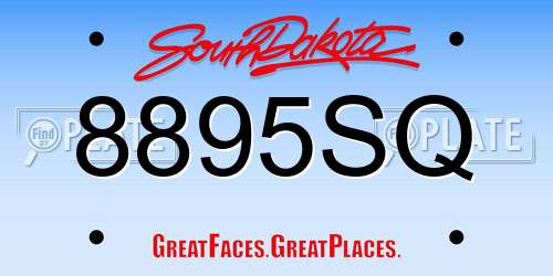 8895SQ South Dakota License Plate
