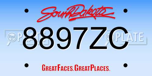 8897ZC South Dakota License Plate
