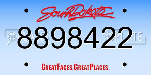 8898422 South Dakota License Plate