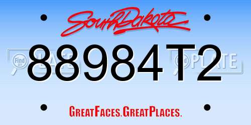 88984T2 South Dakota License Plate