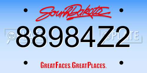 88984Z2 South Dakota License Plate