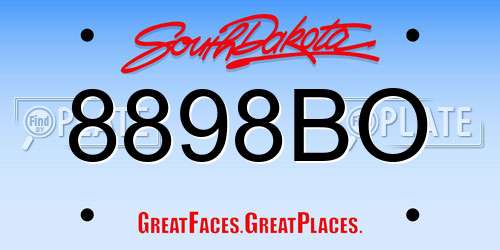 8898BO South Dakota License Plate