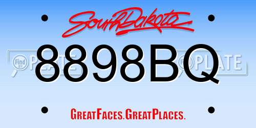 8898BQ South Dakota License Plate