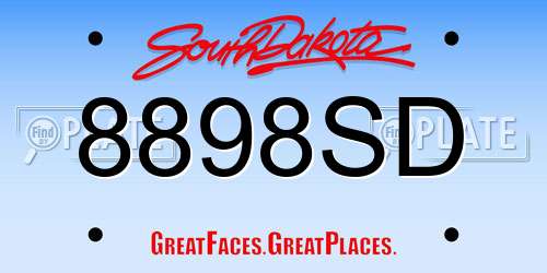 8898SD South Dakota License Plate