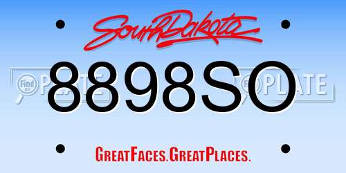 8898SO South Dakota License Plate