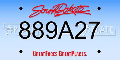 889A27 South Dakota License Plate