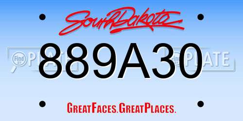 889A30 South Dakota License Plate