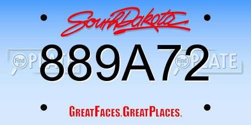 889A72 South Dakota License Plate