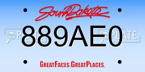 889AE0 South Dakota License Plate