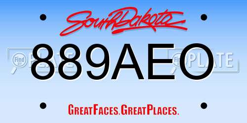 889AEO South Dakota License Plate