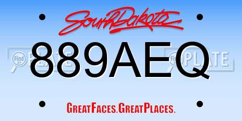 889AEQ South Dakota License Plate