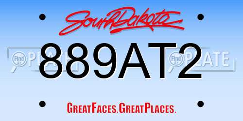 889AT2 South Dakota License Plate