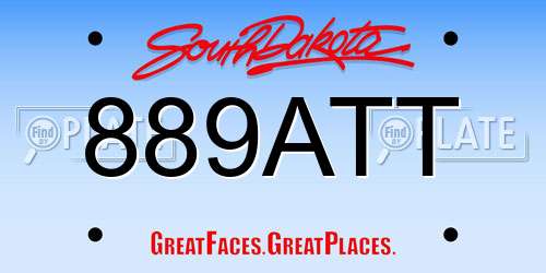 889ATT South Dakota License Plate