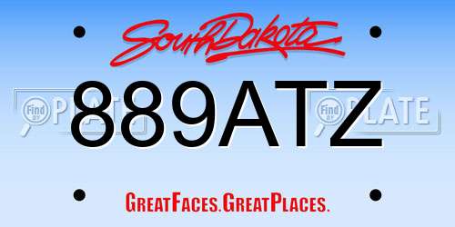 889ATZ South Dakota License Plate