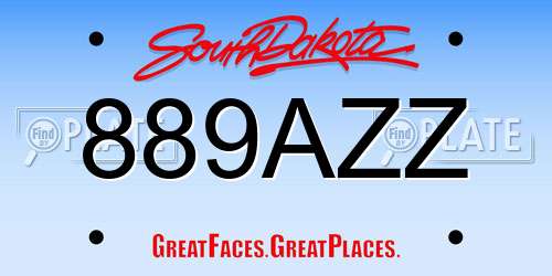 889AZZ South Dakota License Plate