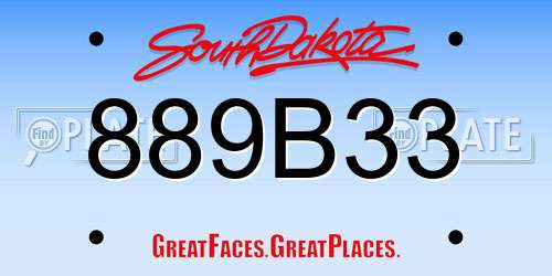 889B33 South Dakota License Plate