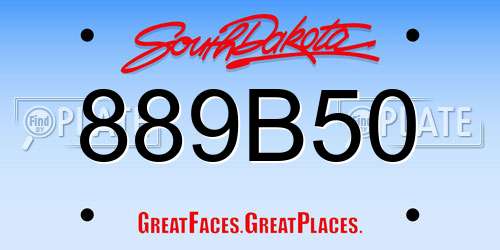 889B50 South Dakota License Plate