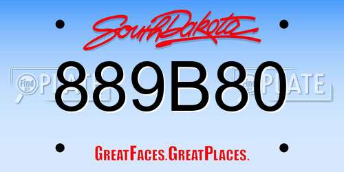 889B80 South Dakota License Plate