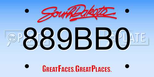 889BB0 South Dakota License Plate