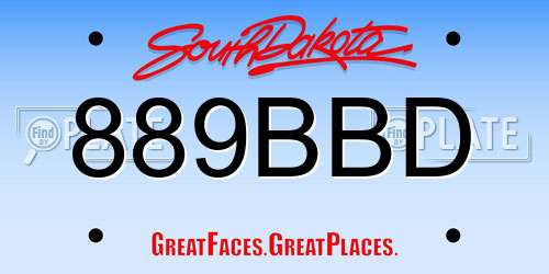 889BBD South Dakota License Plate