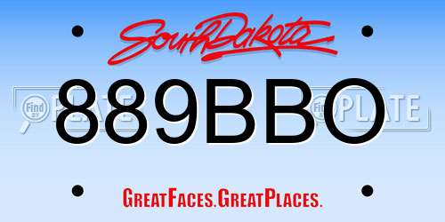 889BBO South Dakota License Plate