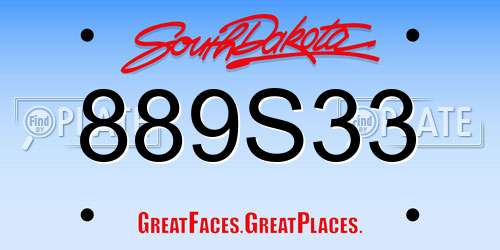 889S33 South Dakota License Plate