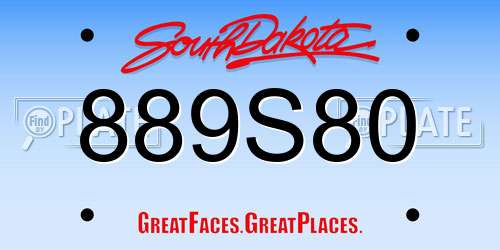 889S80 South Dakota License Plate