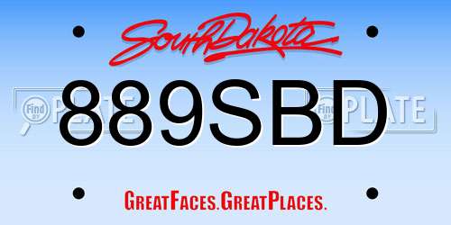 889SBD South Dakota License Plate