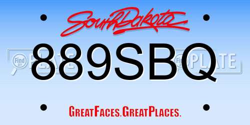 889SBQ South Dakota License Plate