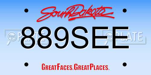 889SEE South Dakota License Plate