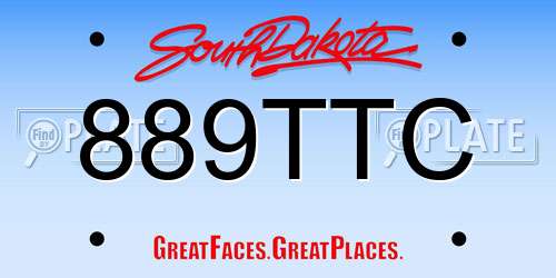 889TTC South Dakota License Plate