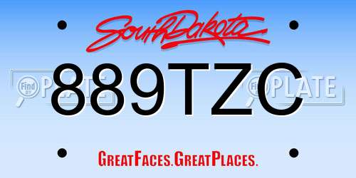 889TZC South Dakota License Plate
